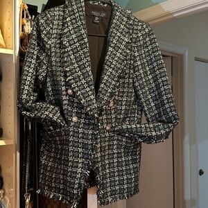 Rachel Zoe Monochrome Tweed Blazer xs